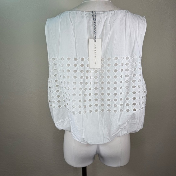 NEW NWT Jennifer Grace White Eyelet Cropped Sleeveless Shirt Top Size XL - Picture 9 of 16